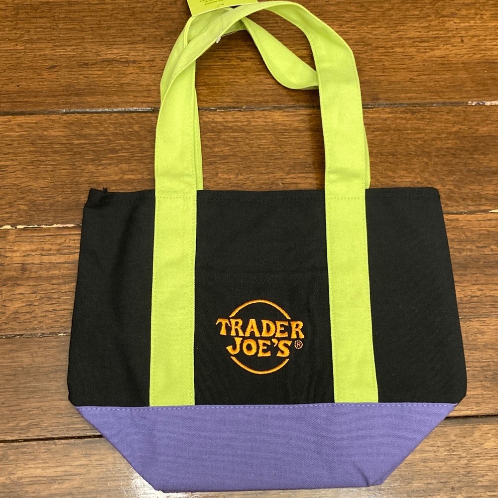 Trader Joe’s Halloween mini multicolored Black and Purple green Tote Bag